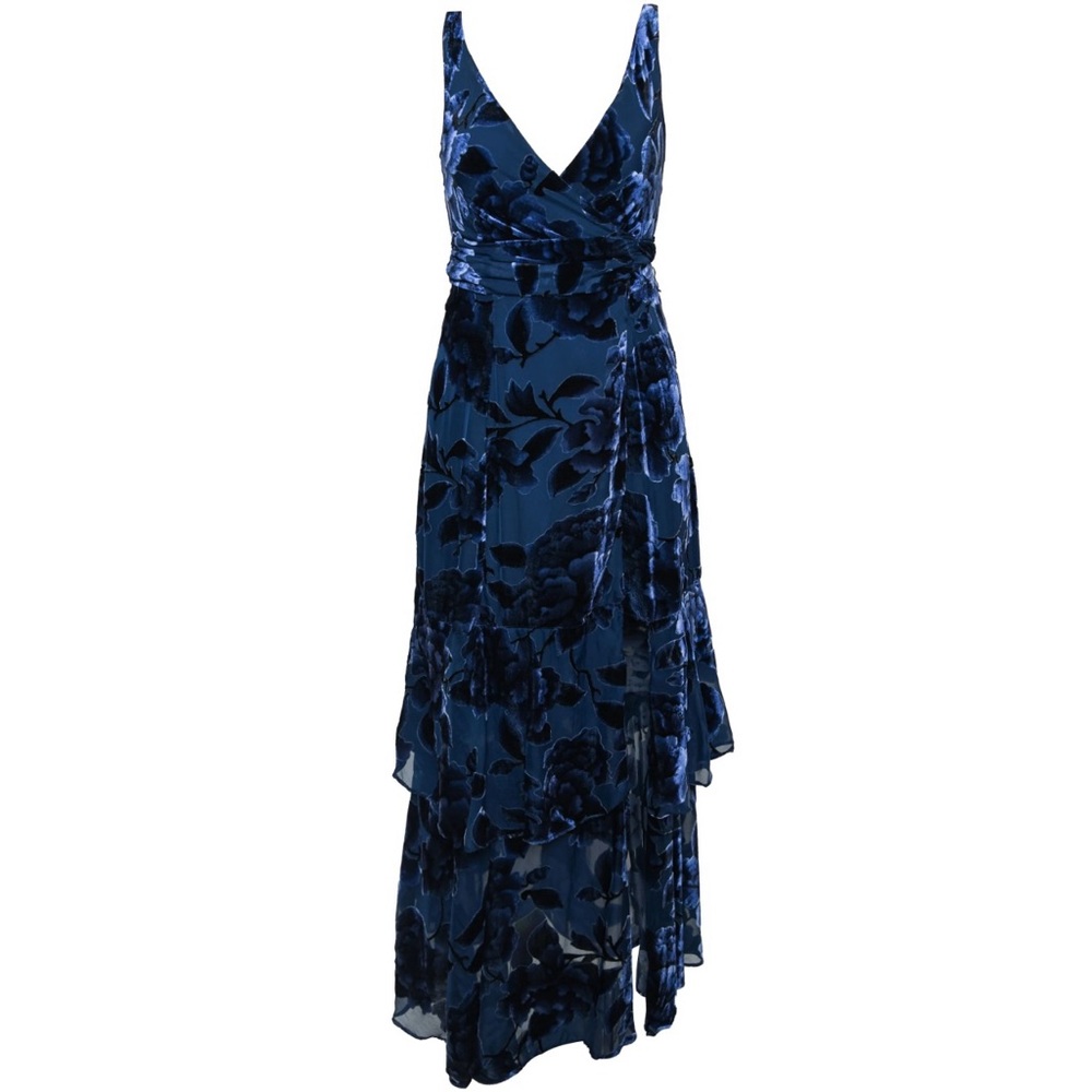 Elegant Blue Floral Maxi Dress